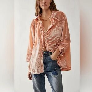 NWOT Free People Marianne Velvet Shirt